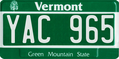 VT license plate YAC965
