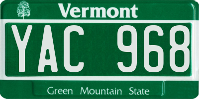 VT license plate YAC968