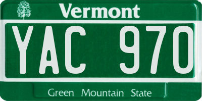 VT license plate YAC970