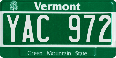 VT license plate YAC972