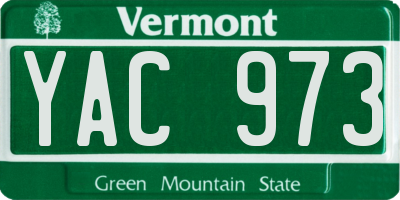 VT license plate YAC973