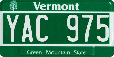 VT license plate YAC975