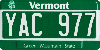 VT license plate YAC977