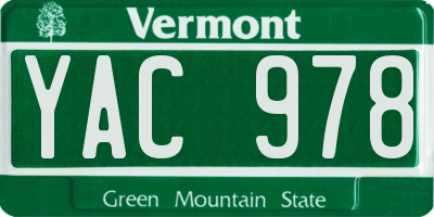 VT license plate YAC978