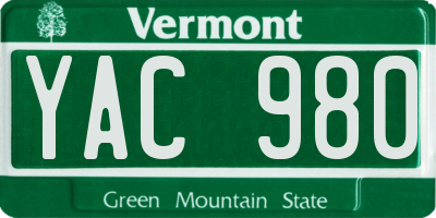 VT license plate YAC980