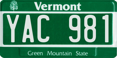 VT license plate YAC981