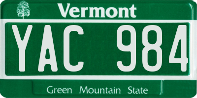 VT license plate YAC984