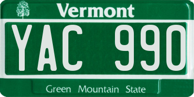 VT license plate YAC990