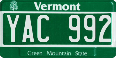 VT license plate YAC992