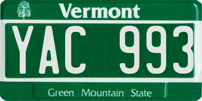 VT license plate YAC993
