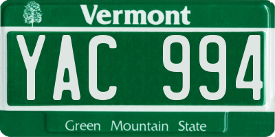 VT license plate YAC994