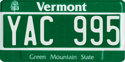 VT license plate YAC995