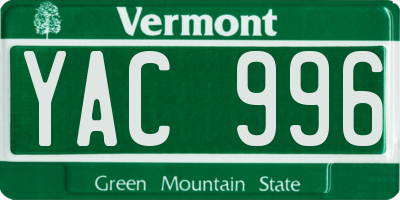 VT license plate YAC996