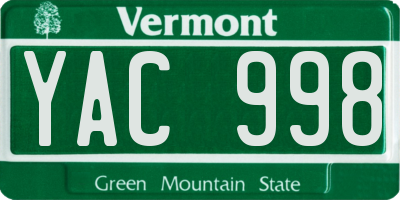 VT license plate YAC998