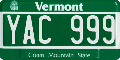 VT license plate YAC999