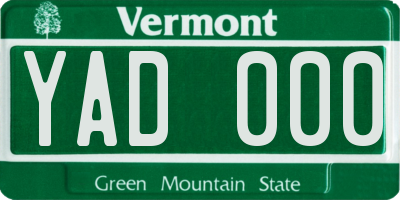 VT license plate YAD000