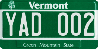 VT license plate YAD002