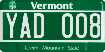 VT license plate YAD008