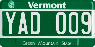 VT license plate YAD009