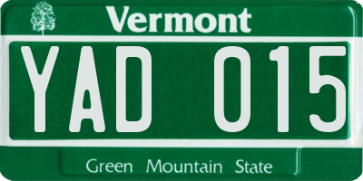 VT license plate YAD015