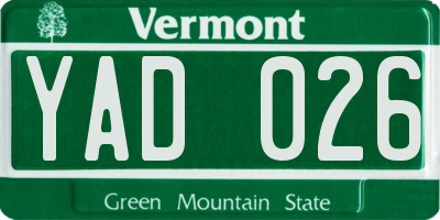 VT license plate YAD026