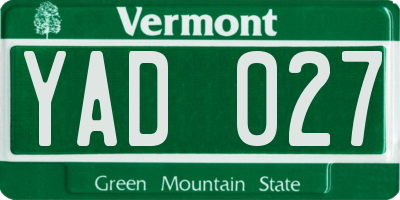 VT license plate YAD027