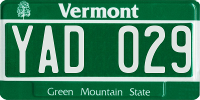 VT license plate YAD029
