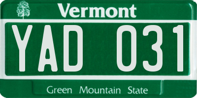 VT license plate YAD031