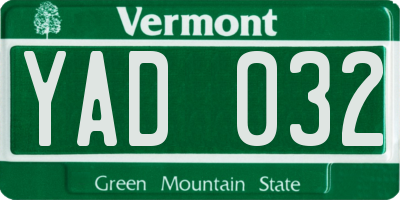 VT license plate YAD032