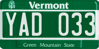 VT license plate YAD033