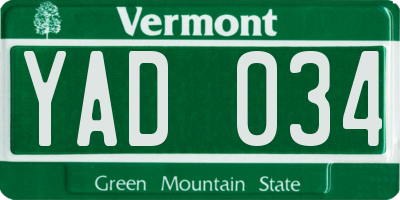 VT license plate YAD034
