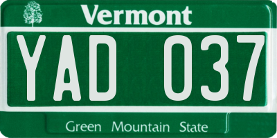 VT license plate YAD037