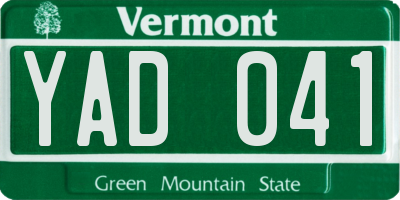 VT license plate YAD041