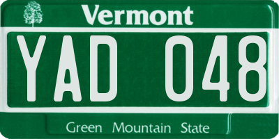VT license plate YAD048