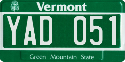 VT license plate YAD051