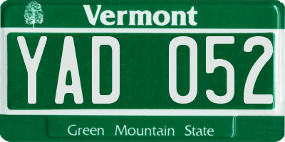 VT license plate YAD052