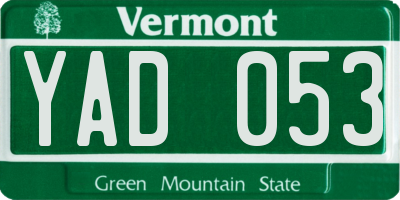VT license plate YAD053