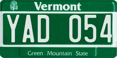 VT license plate YAD054