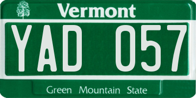 VT license plate YAD057