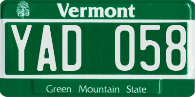 VT license plate YAD058
