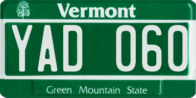 VT license plate YAD060