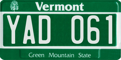VT license plate YAD061