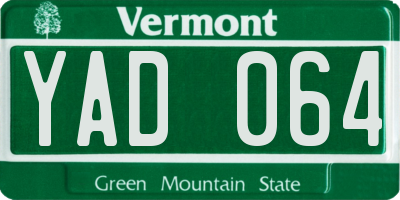 VT license plate YAD064