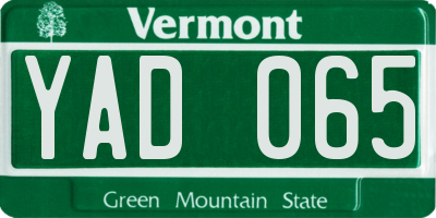 VT license plate YAD065