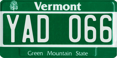 VT license plate YAD066