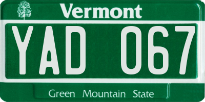 VT license plate YAD067