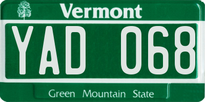 VT license plate YAD068