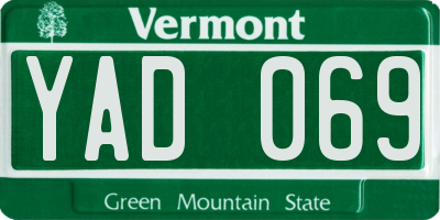 VT license plate YAD069