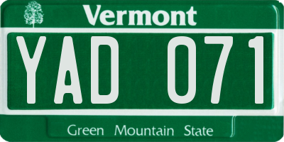 VT license plate YAD071