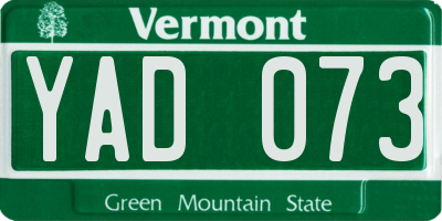 VT license plate YAD073